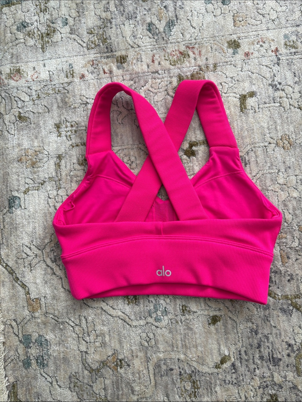 ALO Ribbed Crossback Bra - Picture 2 of 5